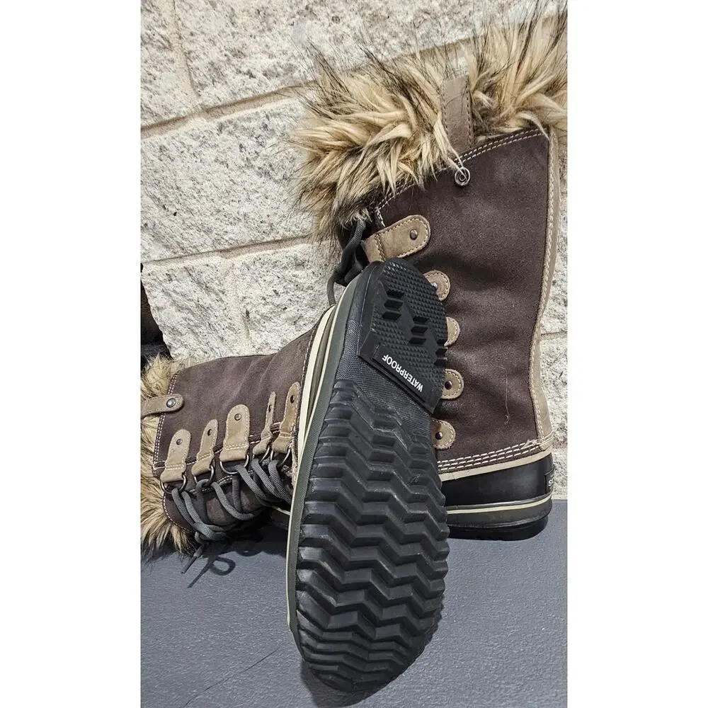 Sorel Joan of Arctic Winter Boots, Faux Fur, Snow Waterproof, Lace, Womens Sz 7